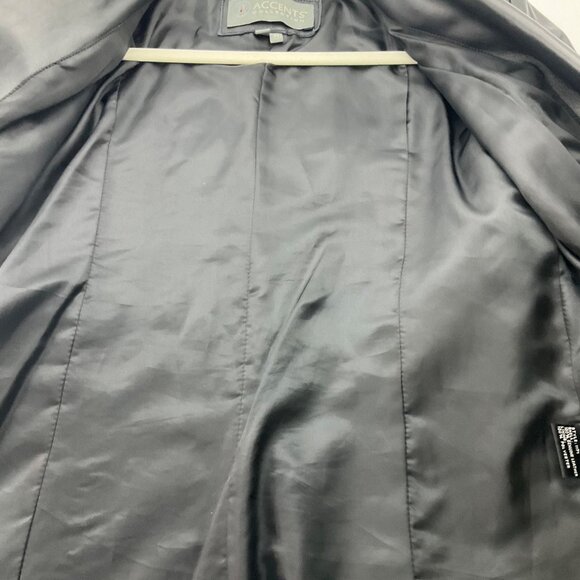 VTG Accent Women MediumBlack Leather Blazer Jacket Soft Minimalist Old Money - Picture 12 of 14